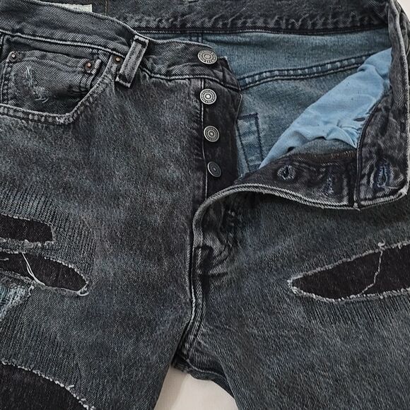 Levis Patched Jeans 501 31/32 - Picture 10 of 10